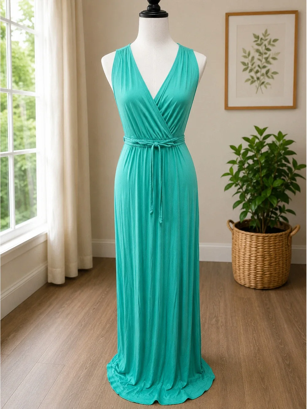 Size S – Unbranded Aqua Sleeveless Maxi Dress